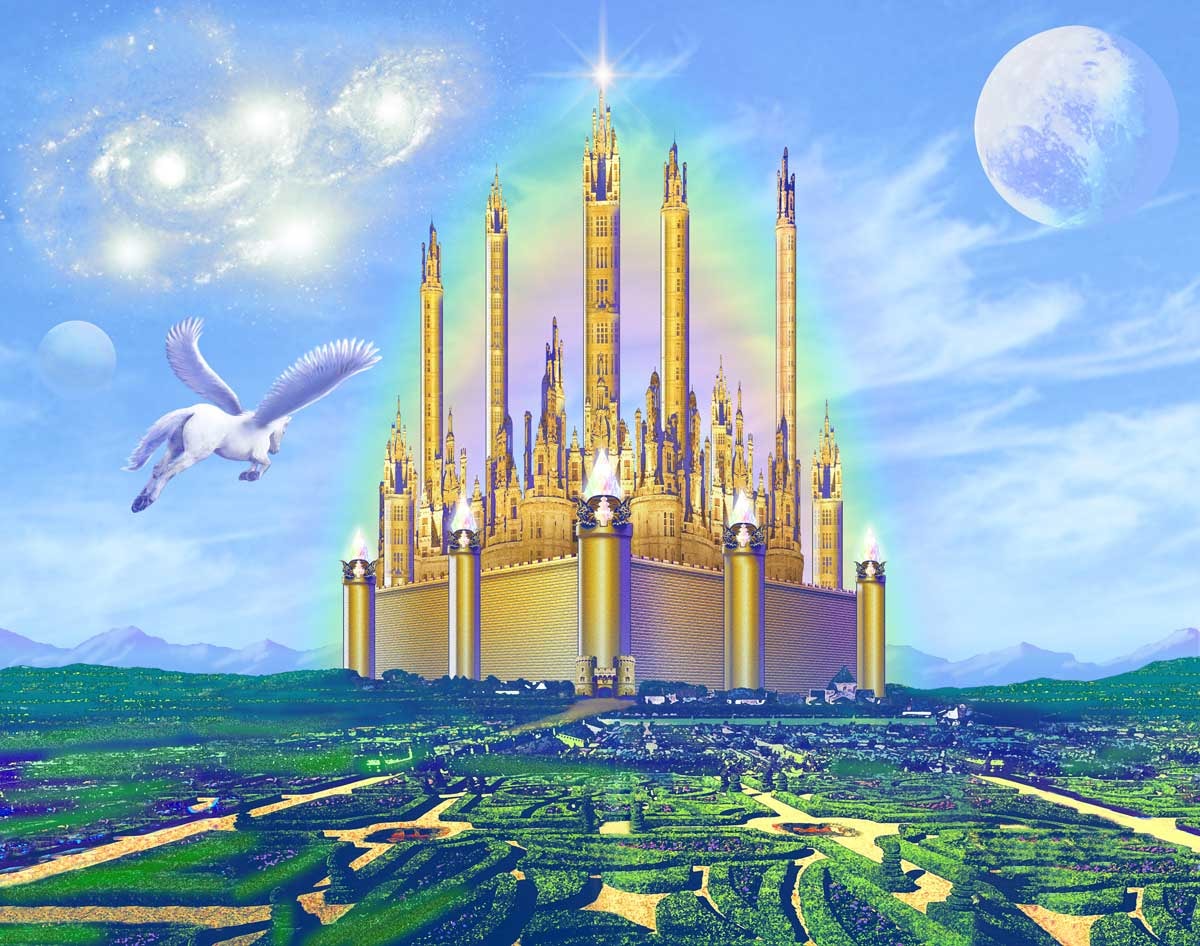 Golden Castle — Day — Environment concept — the Golden Castle at dawn